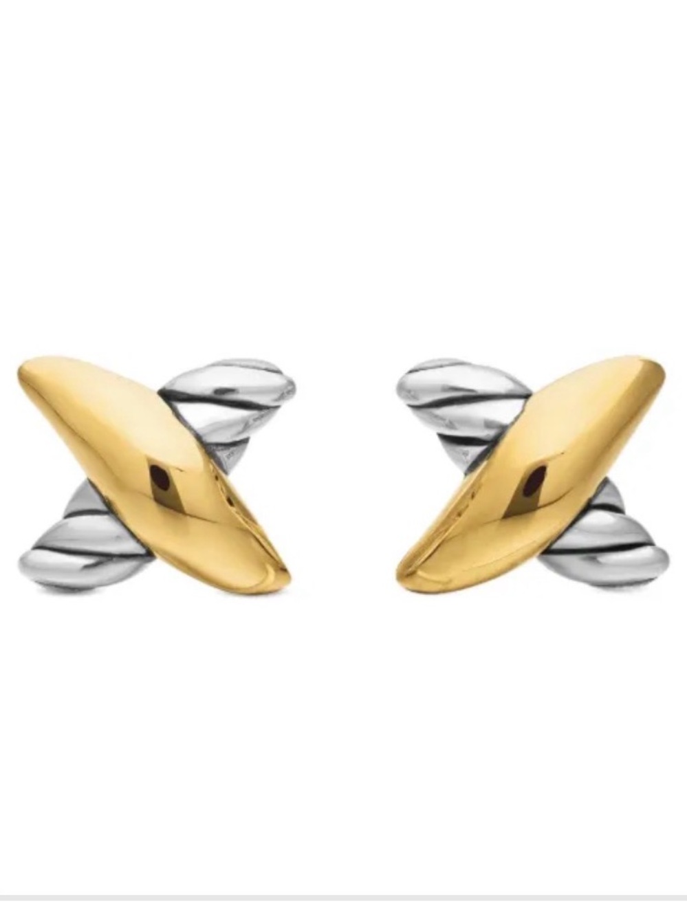 David Yurman Petite X Stud Earrings In Sterling Silver With 18k Yellow Gold